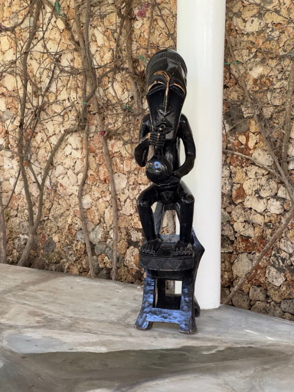African craft wooden statues at the private villa in Watamu